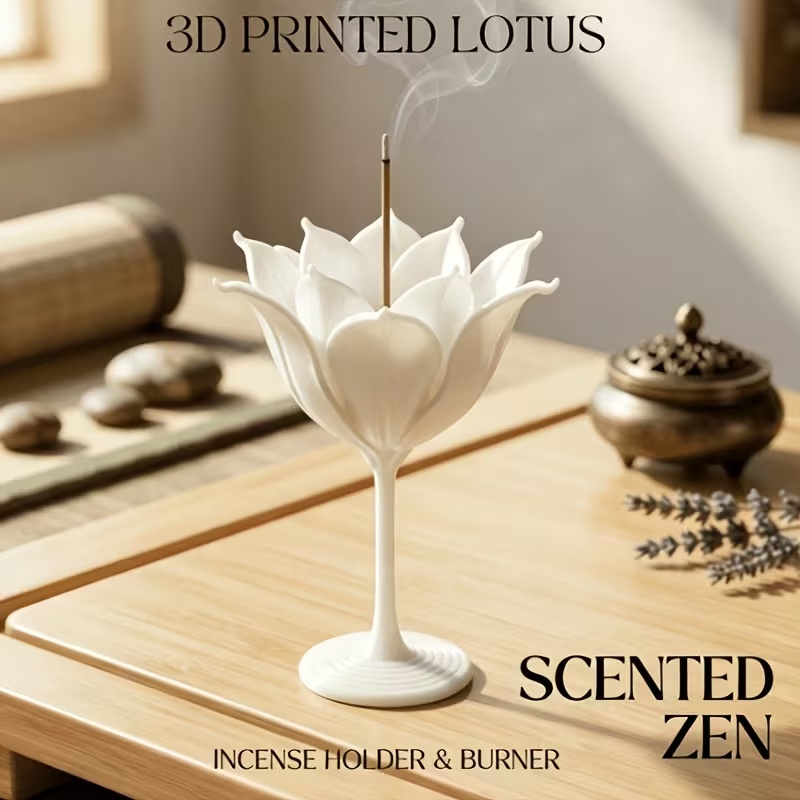 Incense Cone Holder - Porte-encens Lotus Moderne Imprimé en 3D,
