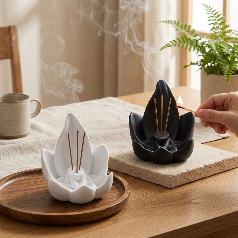 Incense Cone Holder - Brûleur d'encens Lotus de style zen