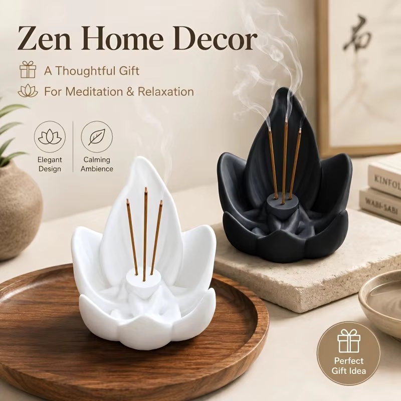 Incense Cone Holder - Brûleur d'encens lotus de style zen